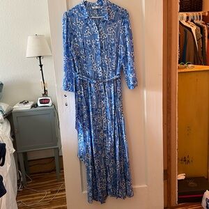 Zara Maxi Blue and White dress